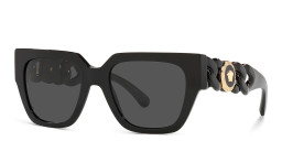 Shop VERSACE Medusa Chain Square Sunglasses in Black online.