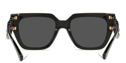 Shop VERSACE Medusa Chain Square Sunglasses in Black online.