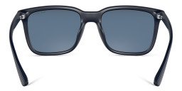 Shop Armani Exchange Logo-Print Rectangle Sunglasses in Blue online.