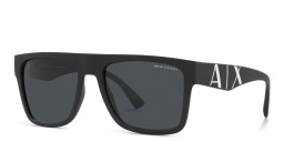 Armani Exchange A|X Logo Rectangle Sunglasses in Black – Product Photo 2