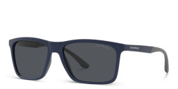 Shop Emporio Armani Rectangle Sunglasses in Matte Blue online.