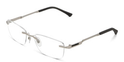 Shop EYE'M Rimless Wide Rectangle Eyeglasses in Grey online.