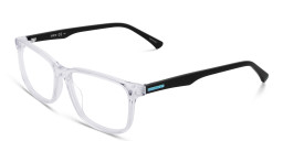 EYE'M Wide Rectangle Eyeglasses in Transparent – Product Photo 3