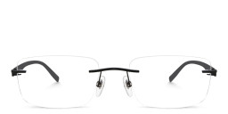 EYE'M Rimless Wide Rectangle Eyeglasses in Black – Product Photo 1