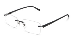 EYE'M Rimless Wide Rectangle Eyeglasses in Black – Product Photo 3