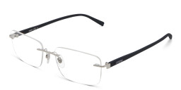 EYE'M Rimless Wide Rectangle Eyeglasses in Grey – Product Photo 3