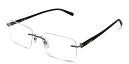 EYE'M Rimless Wide Rectangle Eyeglasses in Gunmetal – Product Photo 3