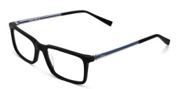 EYE'M Rectangle Eyeglasses in Black & Blue – Product Photo 3