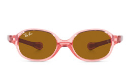 Ray-Ban Junior Kids Oval Sunglasses in Transparent Light Red/Brown – Product Photo 2