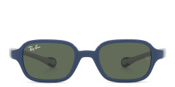 Ray-Ban Junior Kids Rectangle Sunglasses in Blue/Dark Green – Product Photo 1