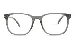Shop DAVID BECKHAM Wide Rectangle Eyeglasses in Transparent Grey online.