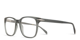 Shop DAVID BECKHAM Wide Rectangle Eyeglasses in Transparent Grey online.