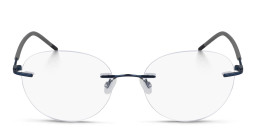 Shop Pure Rimless Round Eyeglasses in Blue online.