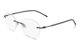 Shop Pure Rimless Round Eyeglasses in Blue online.