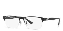 Shop Emporio Armani Half-Rim Wide Rectangle Eyeglasses in Matte Black online.