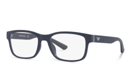 Emporio Armani Wide Rectangle Eyeglasses in Matte Blue – Product Photo 3