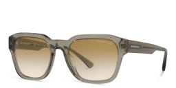Emporio Armani Square Sunglasses in Shiny Transparent Green – Product Photo 3