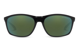 Emporio Armani Rectangle Sunglasses in Shiny Black/Green Petrol – Product Photo 1