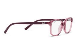 Ray-Ban Junior Leonard Kids Square Eyeglasses in Transparent Pink – Product Photo 4
