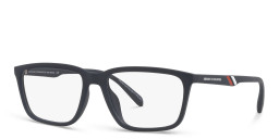 Shop Armani Exchange Wide Rectangle Eyeglasses in Blue online.