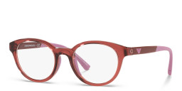 Emporio Armani Junior Kids Round Eyeglasses in Transparent Red – Product Photo 2