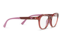 Emporio Armani Junior Kids Round Eyeglasses in Transparent Red – Product Photo 4