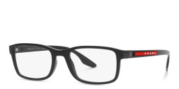 Prada Linea Rossa Wide Rectangle Eyeglasses in Black – Product Photo 2