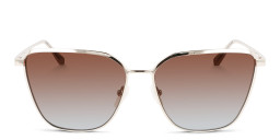 Shop Calvin Klein Square Sunglasses in Silver/Brown Gradient online.