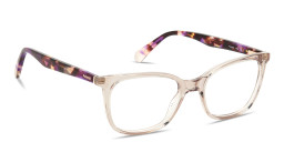 Shop Polaroid Logo Lettering Rectangle Eyeglasses in Transparent Nude online.