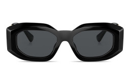 Shop VERSACE Maxi Medusa Biggie Irregular Sunglasses in Black online.
