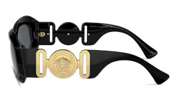Shop VERSACE Maxi Medusa Biggie Irregular Sunglasses in Black online.
