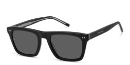 Shop Tommy Hilfiger Rectangle Sunglasses in Black online.