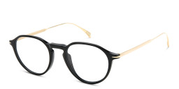 Shop DAVID BECKHAM Panthos Eyeglasses in Black Gold online.
