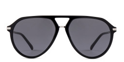 EYE'M Aviator Sunglasses in Black & Silver – Product Photo 1
