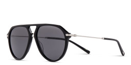 EYE'M Aviator Sunglasses in Black & Silver – Product Photo 3