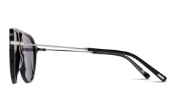 EYE'M Aviator Sunglasses in Black & Silver – Product Photo 4