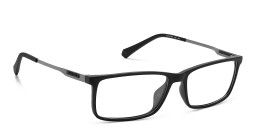 Shop Polaroid Logo Rectangle Eyeglasses in Black online.