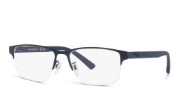 Emporio Armani Half-Rim Rectangle Eyeglasses in Matte Blue – Product Photo 3