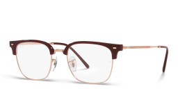 Shop Ray-Ban New Clubmaster Unisex Square Eyeglasses in Red online.