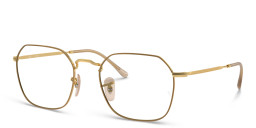 Shop Ray-Ban Jim Unisex Irregular Eyeglasses in Beige On Gold online.