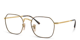 Shop Ray-Ban Jim Unisex Irregular Eyeglasses in Havana On Gold online.