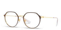 Shop Ray-Ban Junior Kids Irregular Eyeglasses in Brown On Gold online.