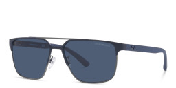 Shop Emporio Armani Square Sunglasses in Matte Blue/Gunmetal online.