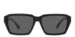 Shop Emporio Armani Rectangle Sunglasses in Shiny Black/Dark Grey online.
