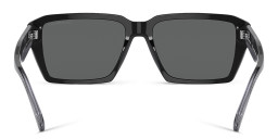 Shop Emporio Armani Rectangle Sunglasses in Shiny Black online.