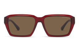 Shop Emporio Armani Rectangle Sunglasses in Shiny Transparent Red online.