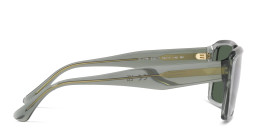 Shop Emporio Armani Rectangle Sunglasses in Shiny Transparent Green online.