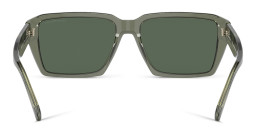 Shop Emporio Armani Rectangle Sunglasses in Shiny Transparent Green online.