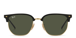 Shop Ray-Ban New Clubmaster Unisex Irregular Sunglasses in Black On Gold online.