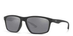 Shop Armani Exchange A|X Logo Pillow Sunglasses in Black online.